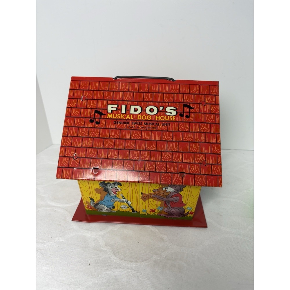 Fido's Musical Dog House Metal Toy Ohio Art Co. w/ Swiss Music Unit Vintage READ - Picture 2 of 16